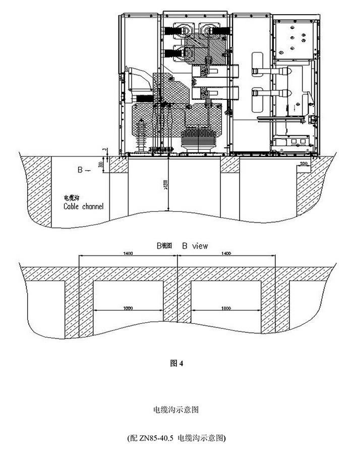 得潤電氣　KYN61-40.5高壓開關柜電纜溝示意圖